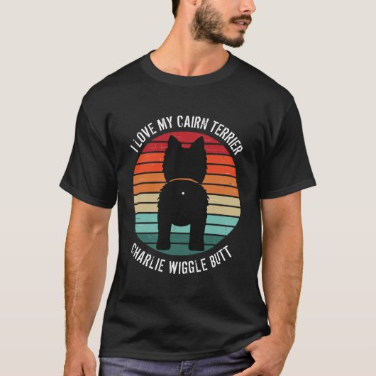 Cairn Terrier Retro Sunset Hund Hintern T - Shirt (Vorderseite)