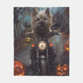 Cairn Terrier Riding Motorrad Halloween Beängstige Fleecedecke (Vorderseite)