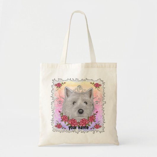 Cairn Terrier Rose individuelle Name Tote Tasche (Vorne)