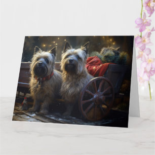 Cairn Terrier Schnee Schlitten Weihnachtsdekoratio Karte
