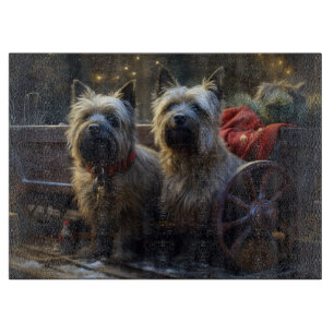 Cairn Terrier Schnee Schlitten Weihnachtsdekoratio Schneidebrett