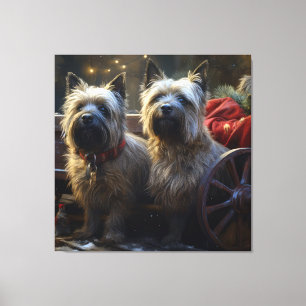 Cairn Terrier Schneeweißer Schlitten Weihnachtsdek Leinwanddruck