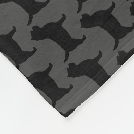 Cairn-Terrier-Silhouette-Muster-Grau Fleecedecke (Ecke)