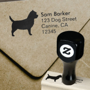 Cairn-Terrier-Silhouette-Rücksendeadresse Gummistempel