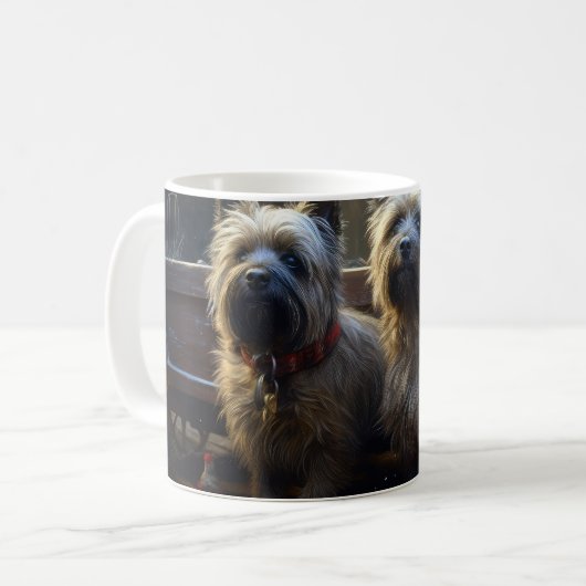 Cairn Terrier Snowy Sleigh Weihnachtsdekor Kaffeetasse (Vorderseite Links)