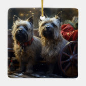 Cairn Terrier Snowy Sleigh Weihnachtsdekor Keramikornament (Rückseite)