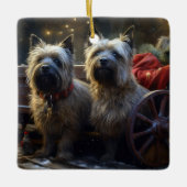 Cairn Terrier Snowy Sleigh Weihnachtsdekor Keramikornament (Vorderseite)