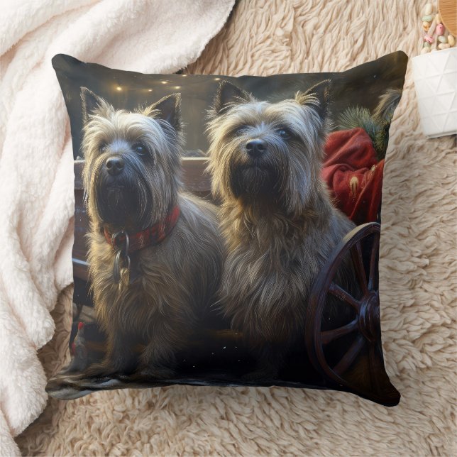 Cairn Terrier Snowy Sleigh Weihnachtsdekor Kissen (Decke)