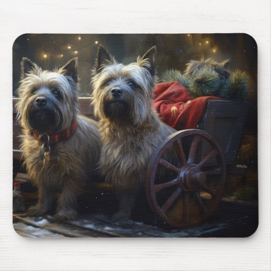 Cairn Terrier Snowy Sleigh Weihnachtsdekor Mousepad (Vorne)