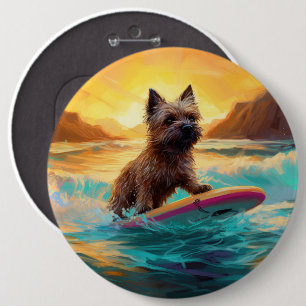 Cairn Terrier Strand Surfen Malerei Button