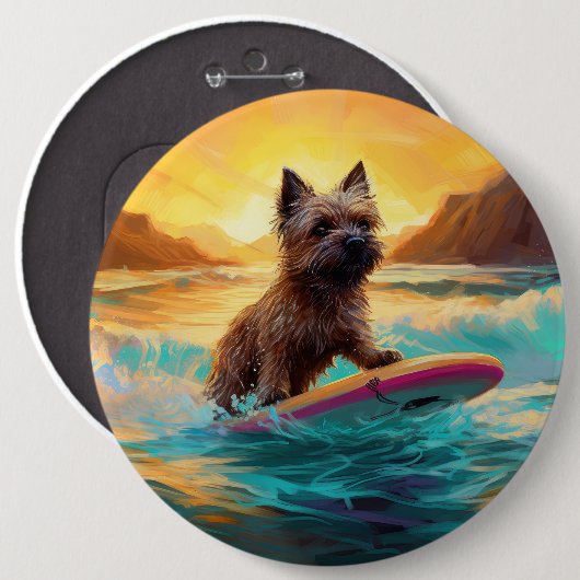 Cairn Terrier Strand Surfen Malerei Button (Vorne & Hinten)
