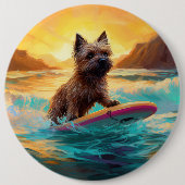 Cairn Terrier Strand Surfen Malerei Button (Vorderseite)