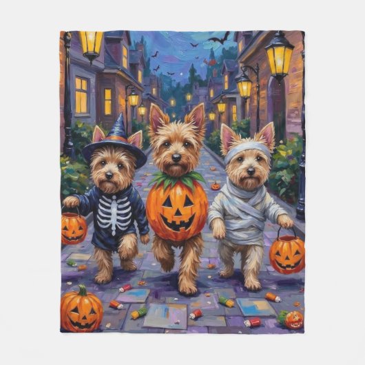 Cairn Terrier Trick-oder-Treating Halloween-Kostüm Fleecedecke (Vorderseite)