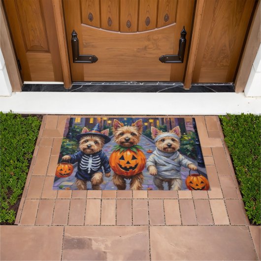 Cairn Terrier Trick-oder-Treating Halloween-Kostüm Fußmatte (Außenbereich)