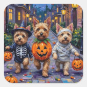 Cairn Terrier Trick-oder-Treating Halloween-Kostüm Quadratischer Aufkleber (Vorderseite)