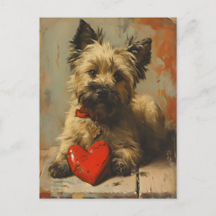 Cairn Terrier Valentinstag im Vintage-Stil  Postkarte