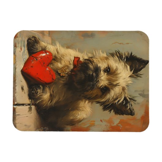 Cairn Terrier Vintag Valentinstag Magnet (Horizontal)