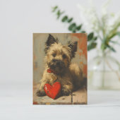 Cairn Terrier Vintag Valentinstag Postkarte (Stehend Vorderseite)