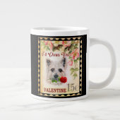 Cairn Terrier Vintager Valentinhund mit Rose Jumbo-Tasse (Rechts)