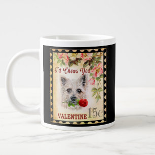 Cairn Terrier Vintager Valentinhund mit Rose Jumbo-Tasse
