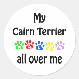 Cairn Terrier Walks Design Runder Aufkleber