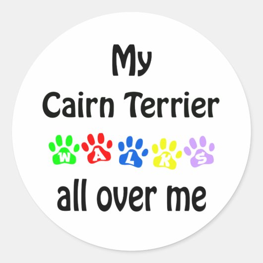 Cairn Terrier Walks Design Runder Aufkleber (Vorderseite)