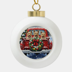 Cairn Terrier Weihnachten Rotes Lastwagen Ferien Keramik Kugel-Ornament