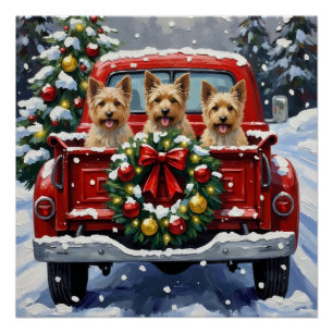 Cairn Terrier Weihnachten Rotes Lastwagen Ferien Poster