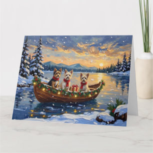 Cairn Terrier Weihnachtsboot Urlaub Karte