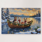 Cairn Terrier Weihnachtsboot Urlaub Puzzle (Horizontal)