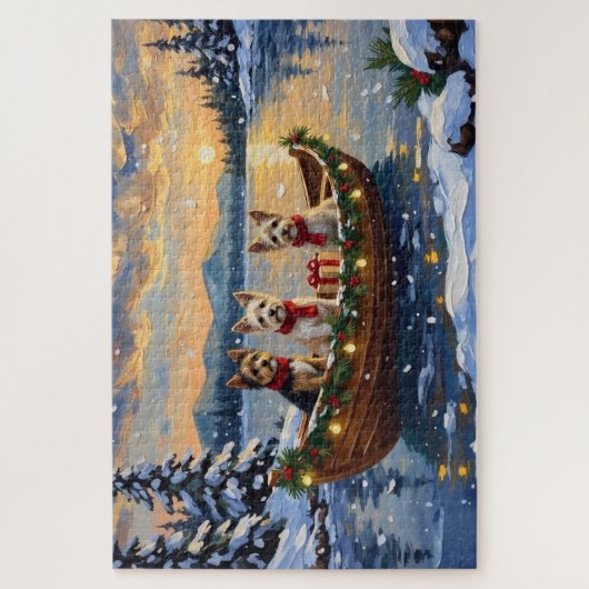 Cairn Terrier Weihnachtsboot Urlaub Puzzle (Vertikal)