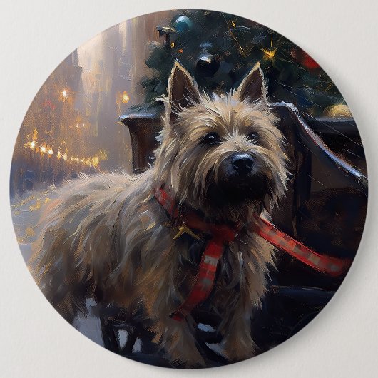 Cairn Terrier Weihnachtsfeiertage Button (Vorderseite)