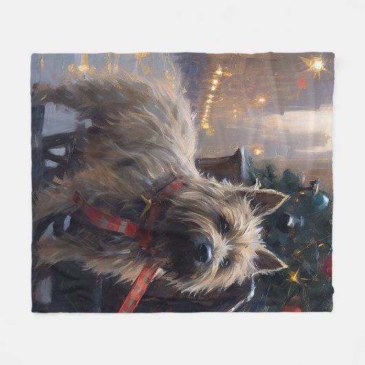 Cairn Terrier Weihnachtsfeiertage Fleecedecke (Vorderseite (Horizontal))