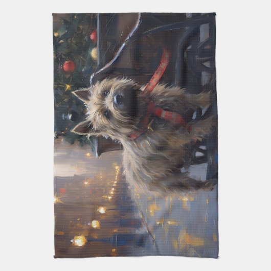 Cairn Terrier Weihnachtsfeiertage Geschirrtuch (Vertikal)