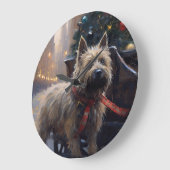 Cairn Terrier Weihnachtsfeiertage Große Wanduhr (Winkel)