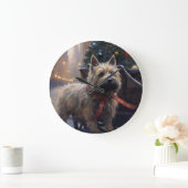Cairn Terrier Weihnachtsfeiertage Große Wanduhr (Zuhause)