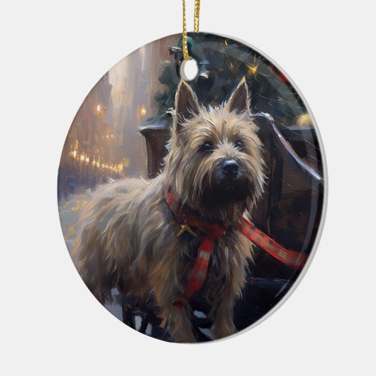 Cairn Terrier Weihnachtsfeiertage Keramik Ornament (Links)
