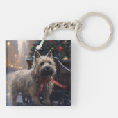 Cairn Terrier Weihnachtsfeiertage Schlüsselanhänger (Rückseite)