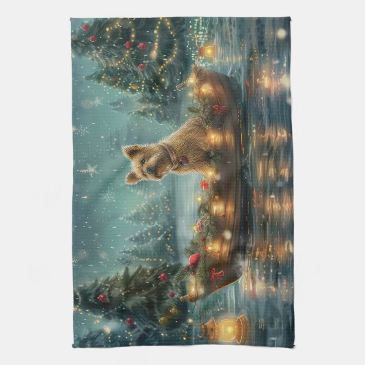 Cairn Terrier Weihnachtsfest Geschirrtuch (Vertikal)