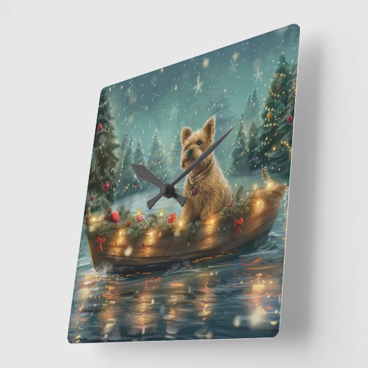 Cairn Terrier Weihnachtsfest Quadratische Wanduhr (Winkel)