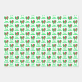 Cairn Terrier Weihnachtshund & Grüne Bow 3 Farben Geschenkpapier Set (Vorderseite 2)