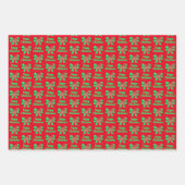 Cairn Terrier Weihnachtshund & Grüne Bow 3 Farben Geschenkpapier Set (Vorderseite)