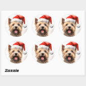 Cairn Terrier Weihnachtsmalerei Runder Aufkleber (Blatt)