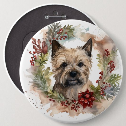 Cairn Terrier Weihnachtsmann Festliche Jungfrau Button (Vorne & Hinten)