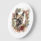 Cairn Terrier Weihnachtsmann Festliche Jungfrau Große Wanduhr (Winkel)