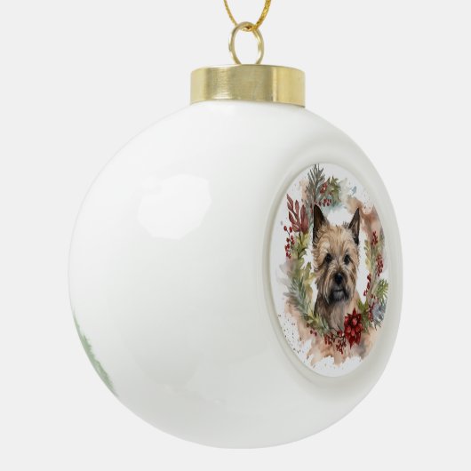 Cairn Terrier Weihnachtsmann Festliche Jungfrau Keramik Kugel-Ornament (Links)