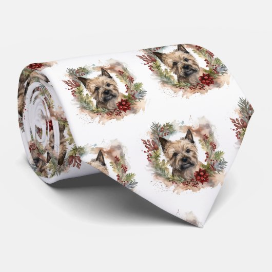 Cairn Terrier Weihnachtsmann Festliche Jungfrau Krawatte (Gerollt)