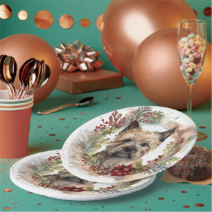 Cairn Terrier Weihnachtsmann Festliche Jungfrau Pappteller