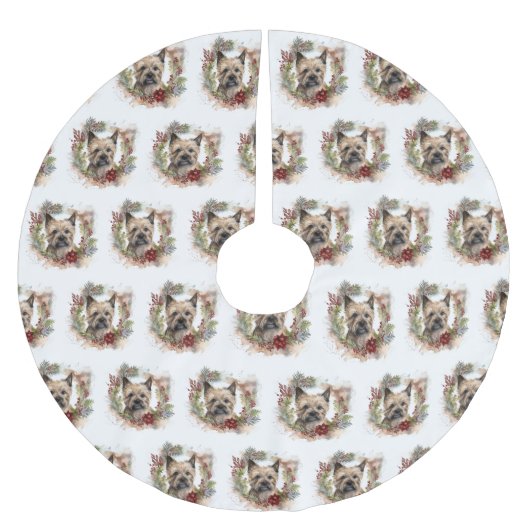 Cairn Terrier Weihnachtsmann Festliche Jungfrau Polyester Weihnachtsbaumdecke (Vorderseite)