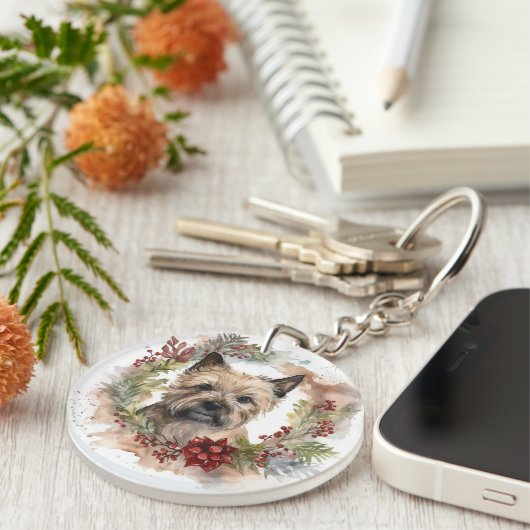 Cairn Terrier Weihnachtsmann Festliche Jungfrau Schlüsselanhänger (Vorderseite rechts)